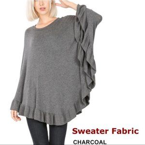 Ruffle Poncho Sweater